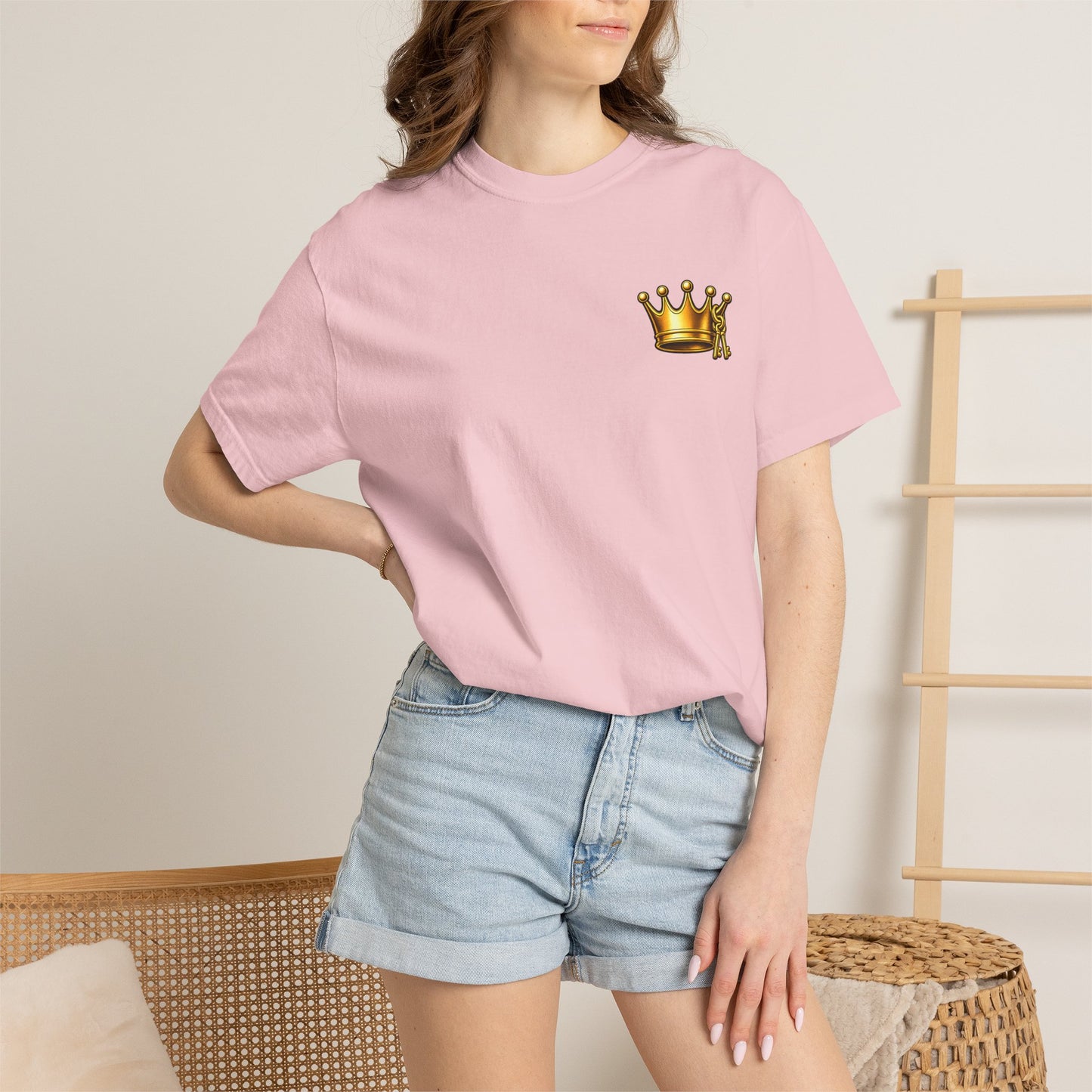 Crown Chest Graphic T-Shirt — Small Gold Crown Tee