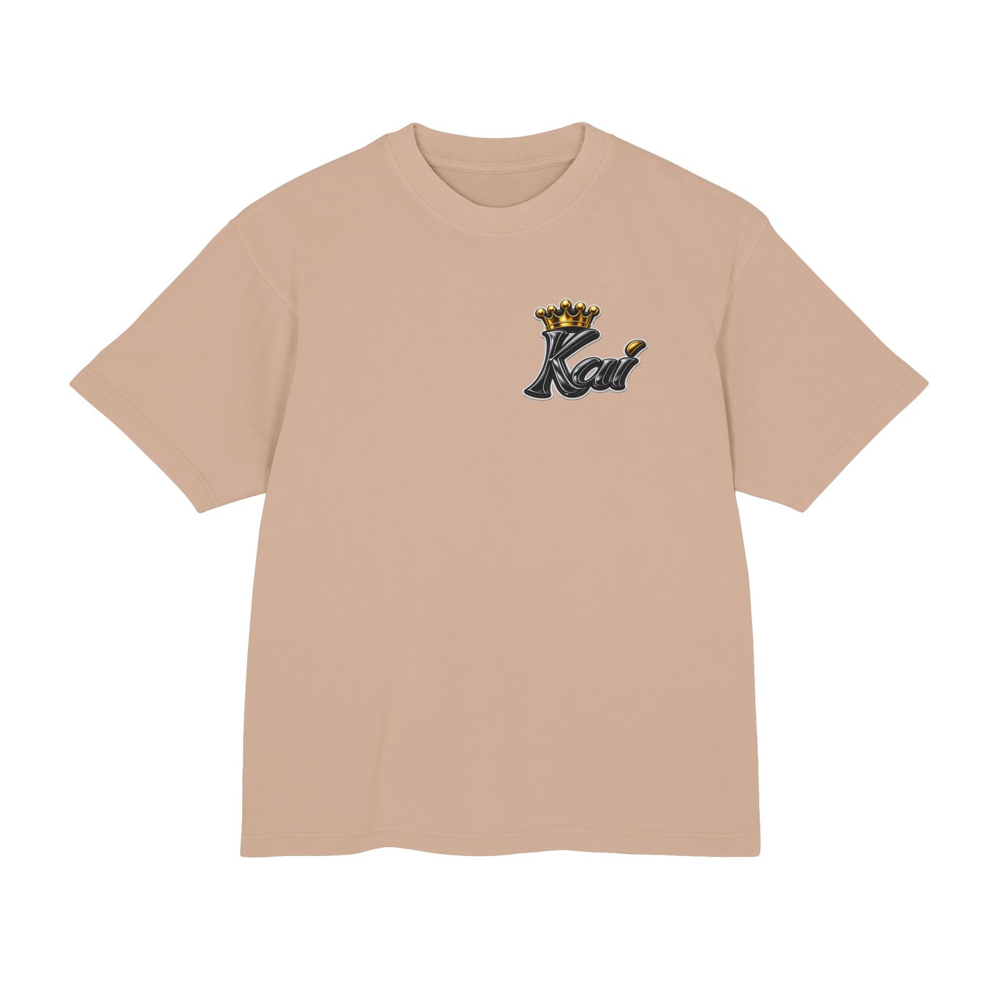 Kai Script Tee with Gold Crown Chest Logo — Urban Streetwear T‑Shirt