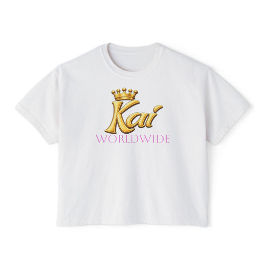 Empress State Kai Boxy Tee — Gold Crown Logo Women's Cropped T‑Shirt