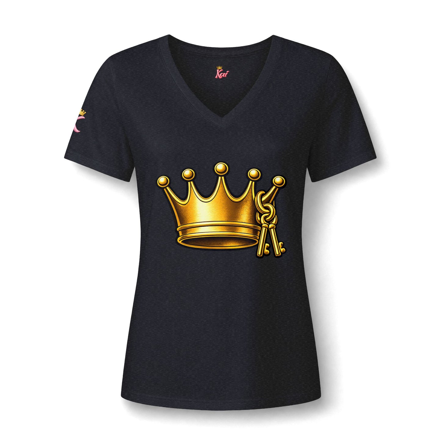 Women's V-Neck Tee — Gold Crown Graphic
