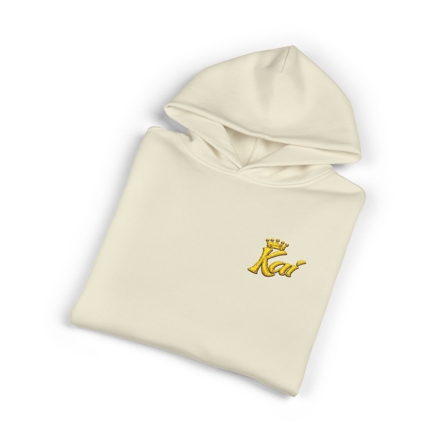 Hoodie — Gold Script "Kai" Chest Logo Relaxed Hoodie
