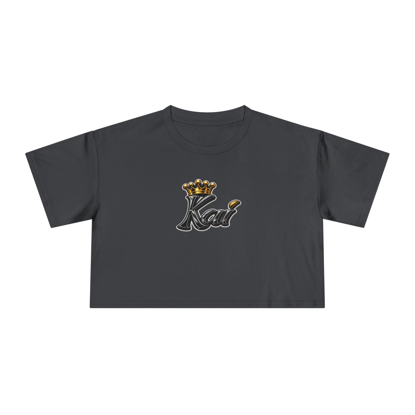 Keeper of the Keys Crop Tee — 'Kai' Crowned Monogram Feminine Graphic