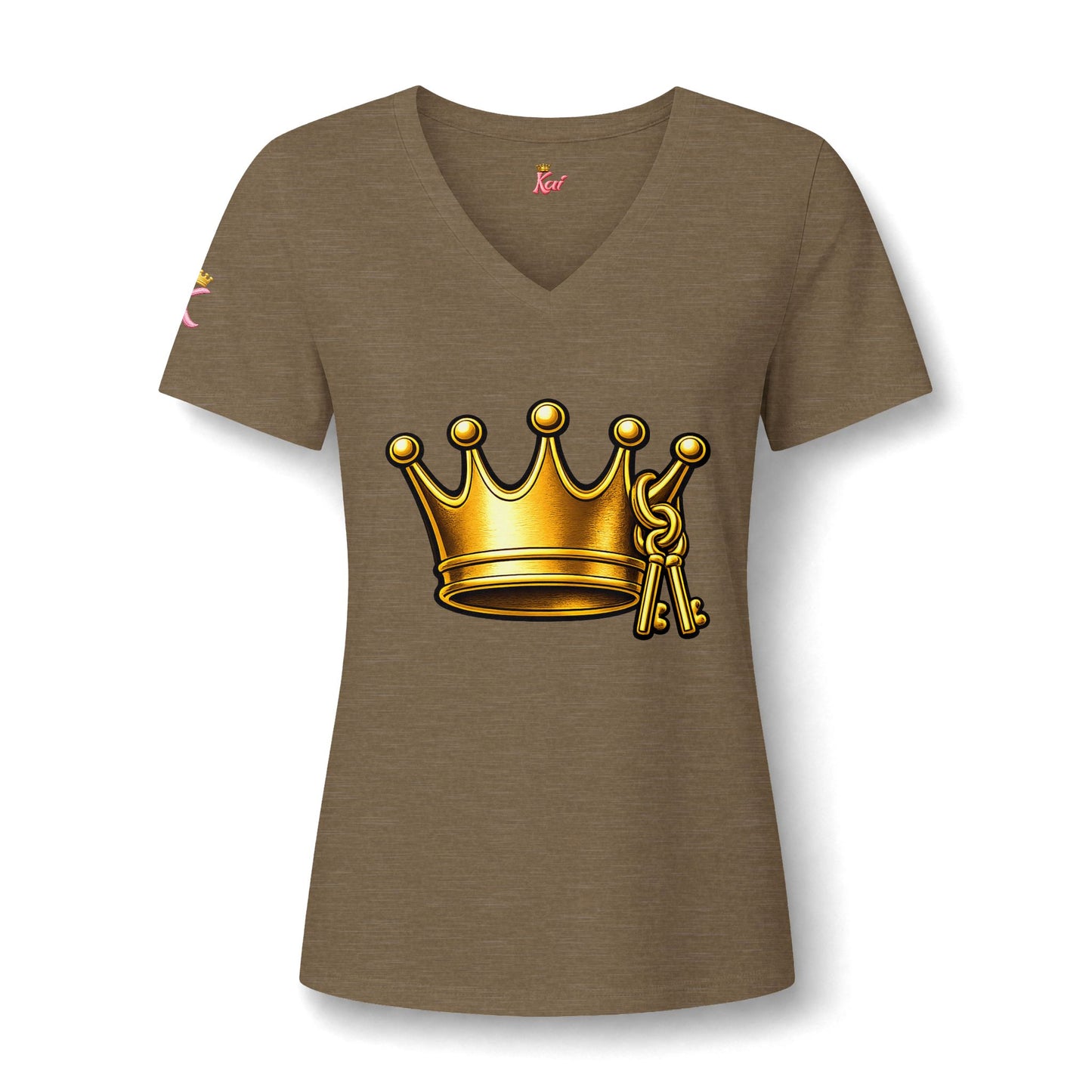 Women's V-Neck Tee — Gold Crown Graphic