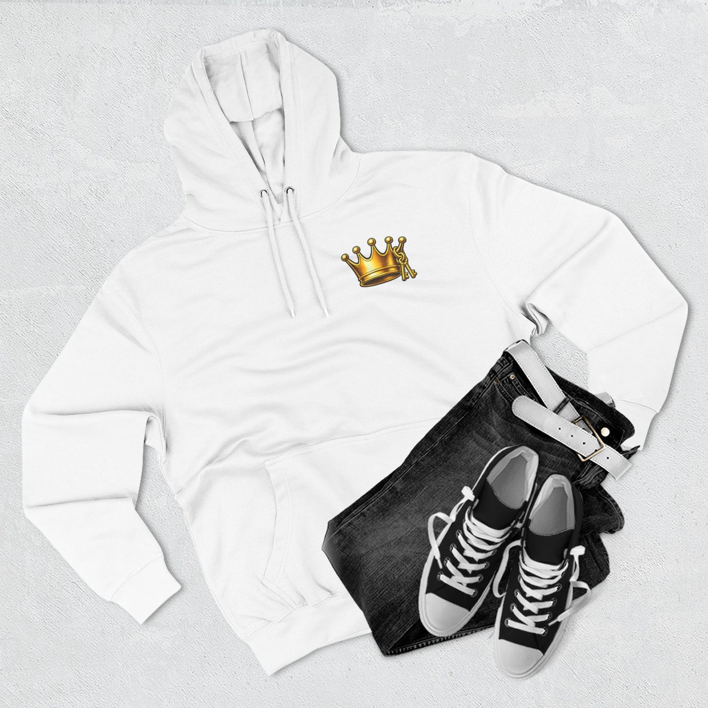 Keeper of the Keys Crown Hoodie — Personalized Memorial Lion Crest Fleece Hooded Sweatshirt