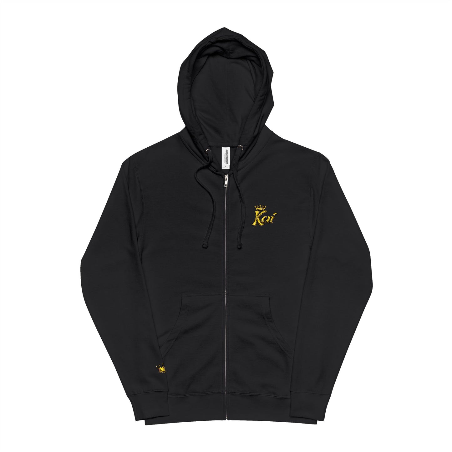 Keeper of the Keys Zip-Up Hoodie – Bee Pattern Chest Logo & Back Text