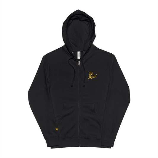 Keeper of the Keys Zip-Up Hoodie – Bee Pattern Chest Logo & Back Text