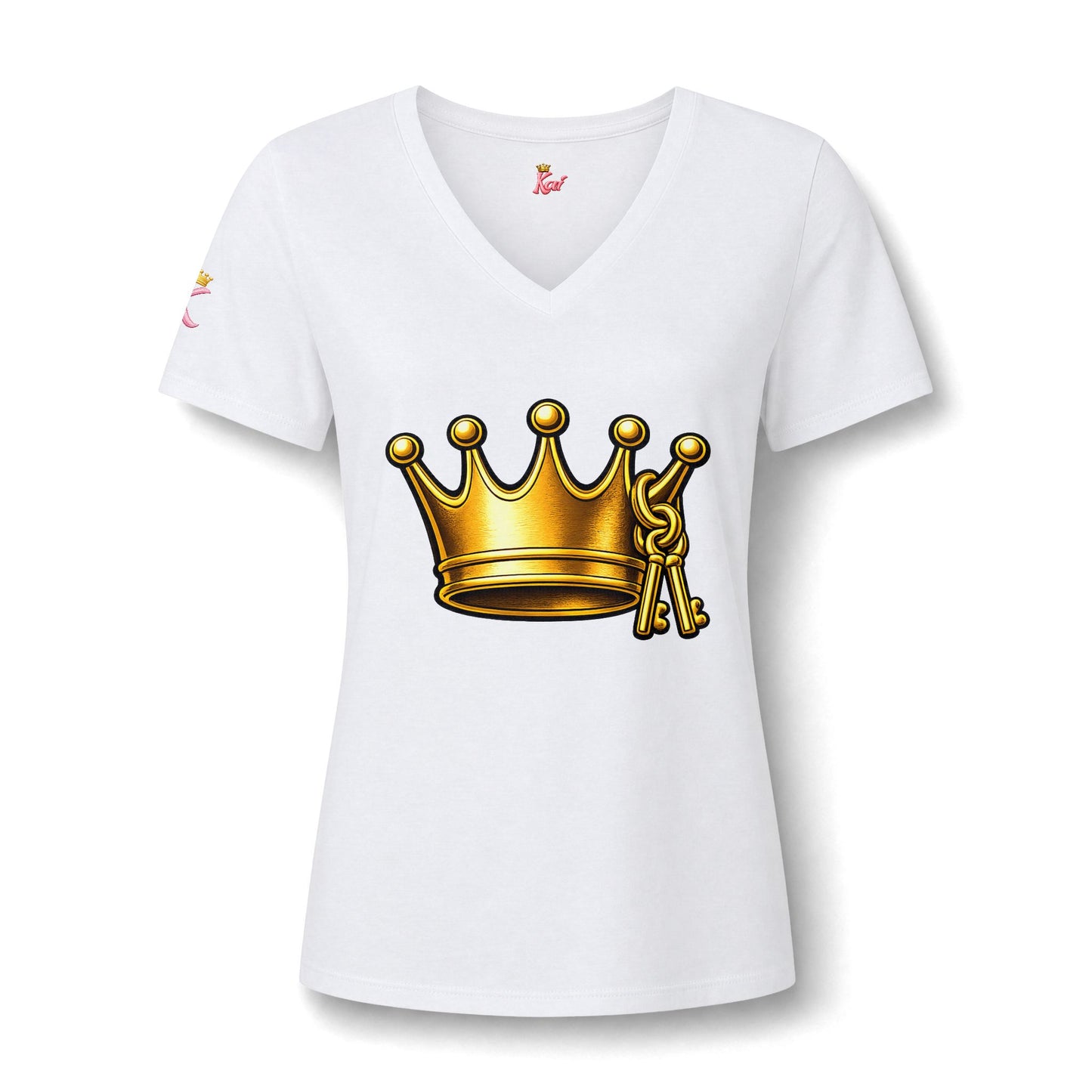 Women's V-Neck Tee — Gold Crown Graphic