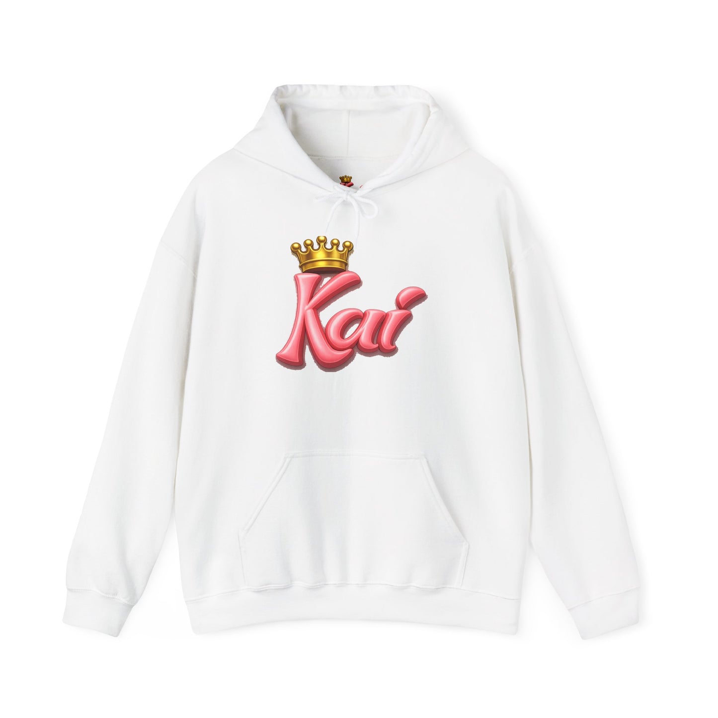 Kai Crown Hoodie — Pink Script Name Pullover