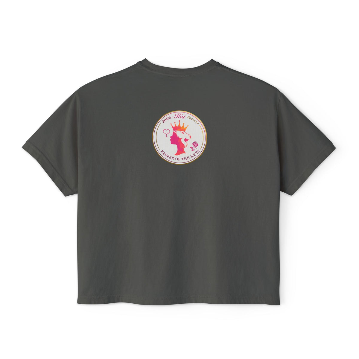 Empress State Kai Boxy Tee — Gold Crown Logo Women's Cropped T‑Shirt