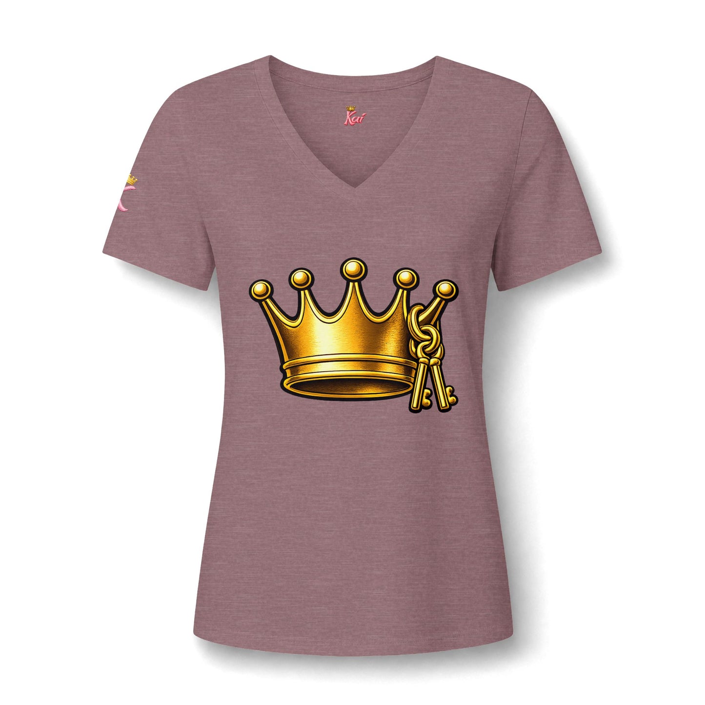 Women's V-Neck Tee — Gold Crown Graphic