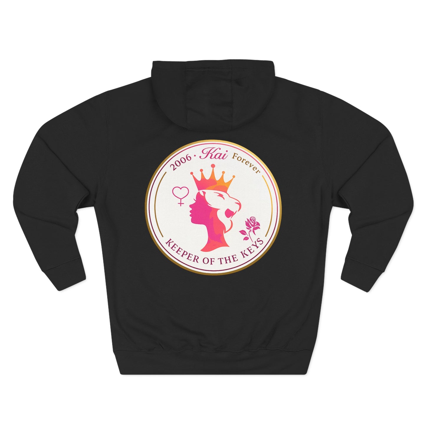 Keeper of the Keys Crown Hoodie — Personalized Memorial Lion Crest Fleece Hooded Sweatshirt