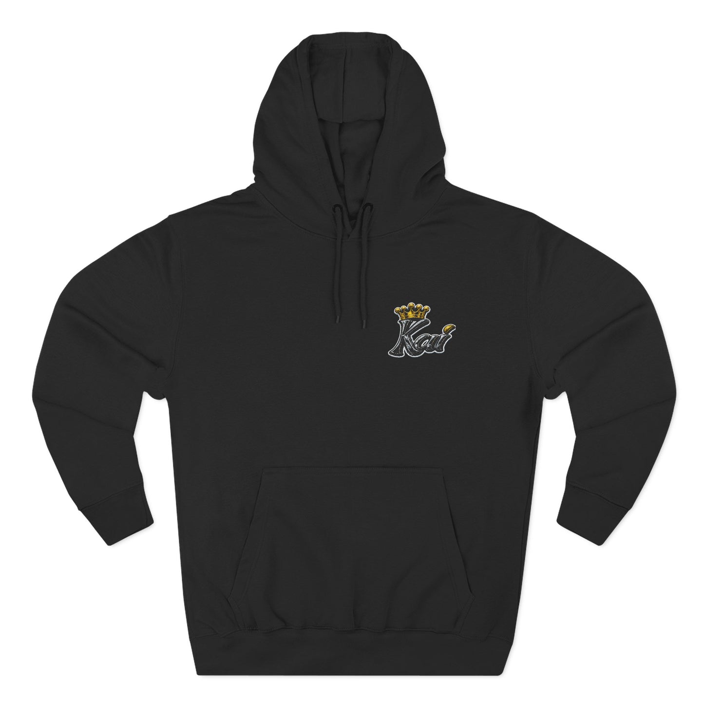 Crowned Cat Embroidered Hoodie — Small Chest Logo Fleece Hoodie