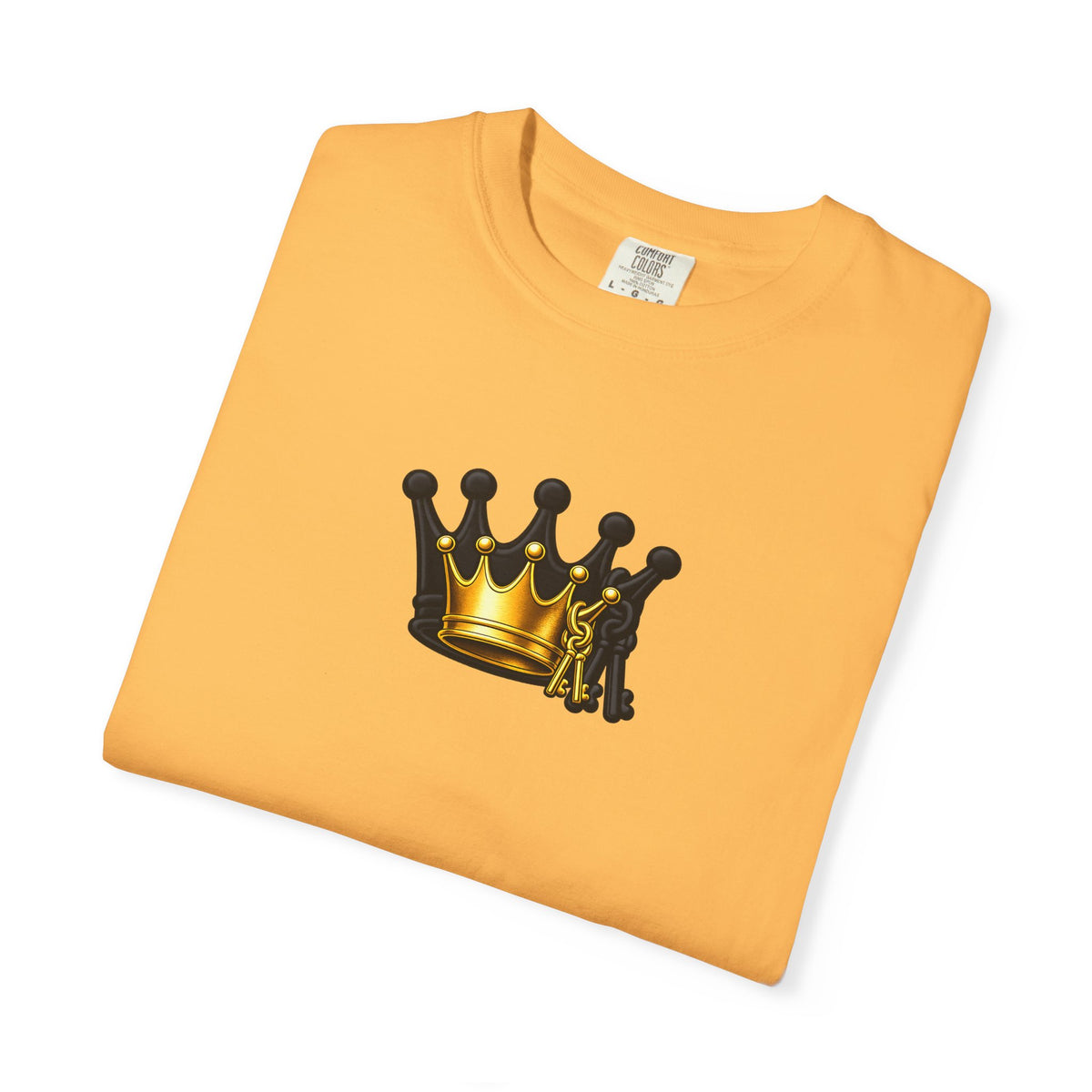 Crown Chest Graphic T-Shirt — Small Gold Crown Tee