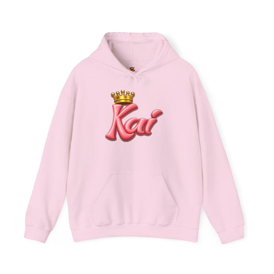 Kai Crown Hoodie — Pink Script Name Pullover