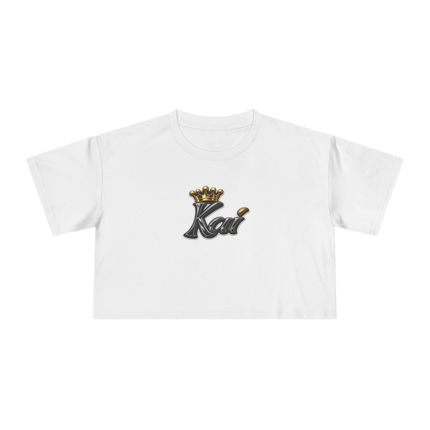 Keeper of the Keys Crop Tee — 'Kai' Crowned Monogram Feminine Graphic