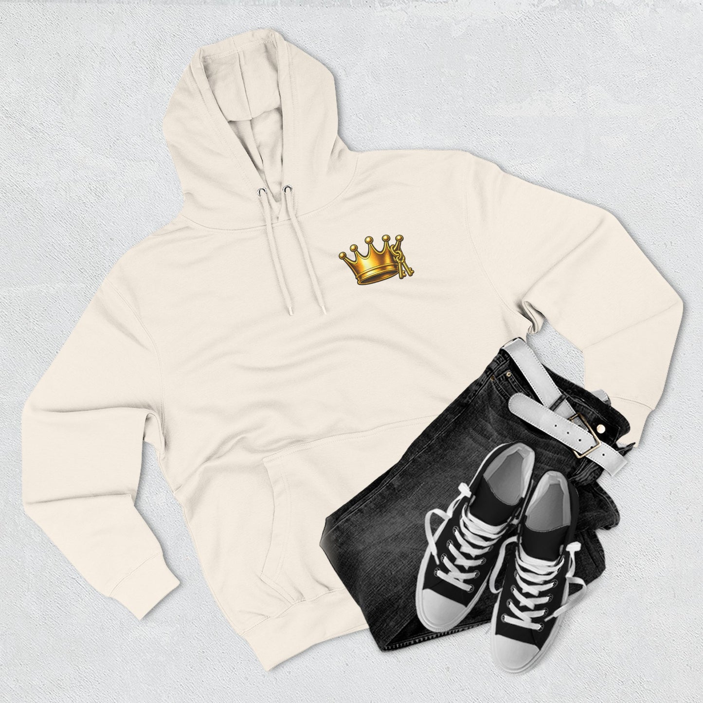 Keeper of the Keys Crown Hoodie — Personalized Memorial Lion Crest Fleece Hooded Sweatshirt