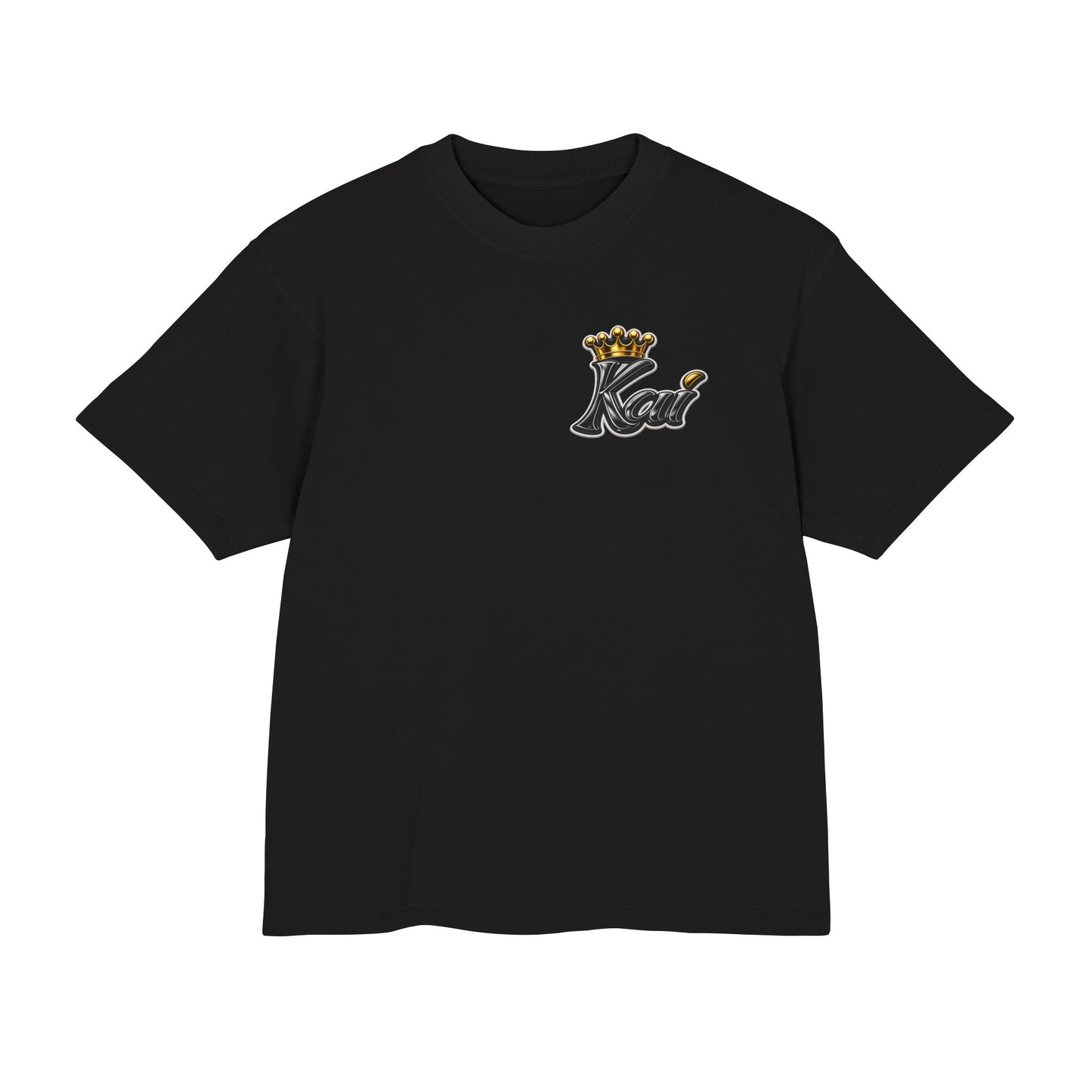 Kai Script Tee with Gold Crown Chest Logo — Urban Streetwear T‑Shirt