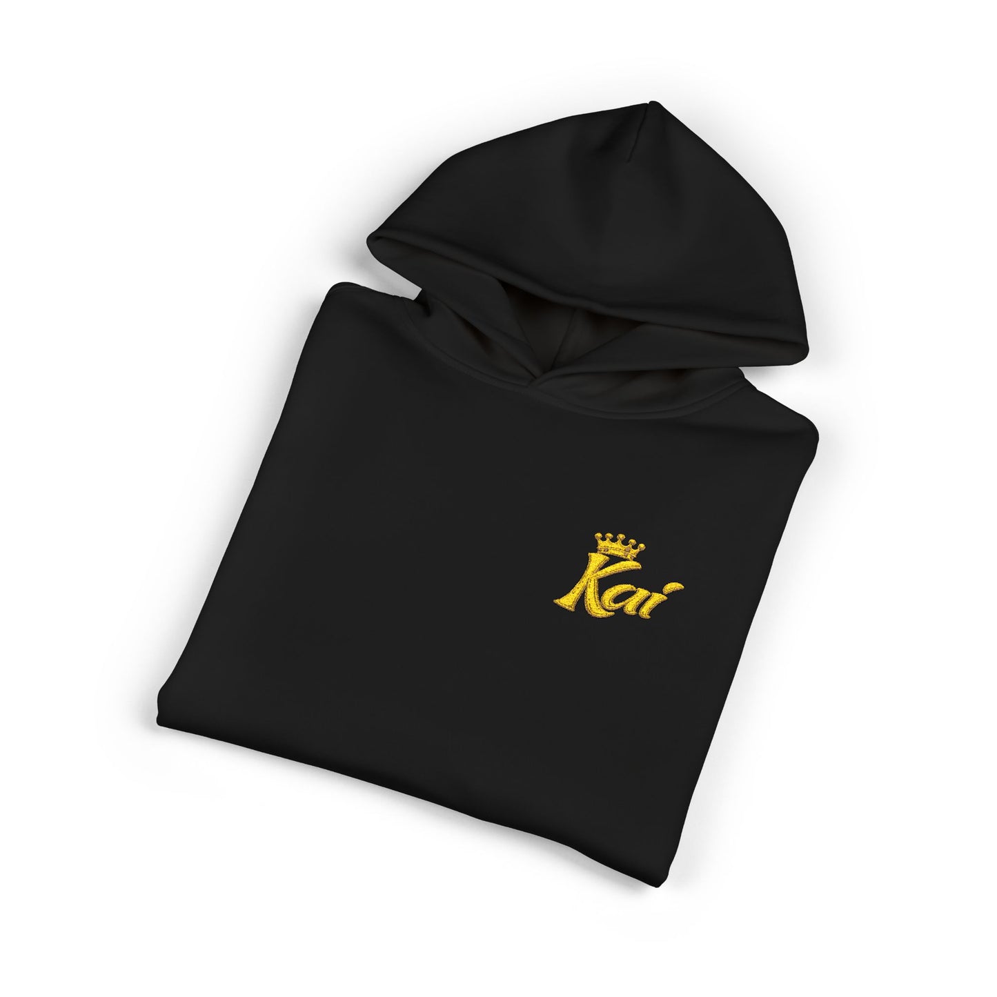 Hoodie — Gold Script "Kai" Chest Logo Relaxed Hoodie